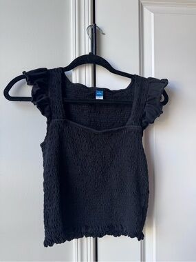 Old Navy Black Smocked Ruffle Sleeve Tank
